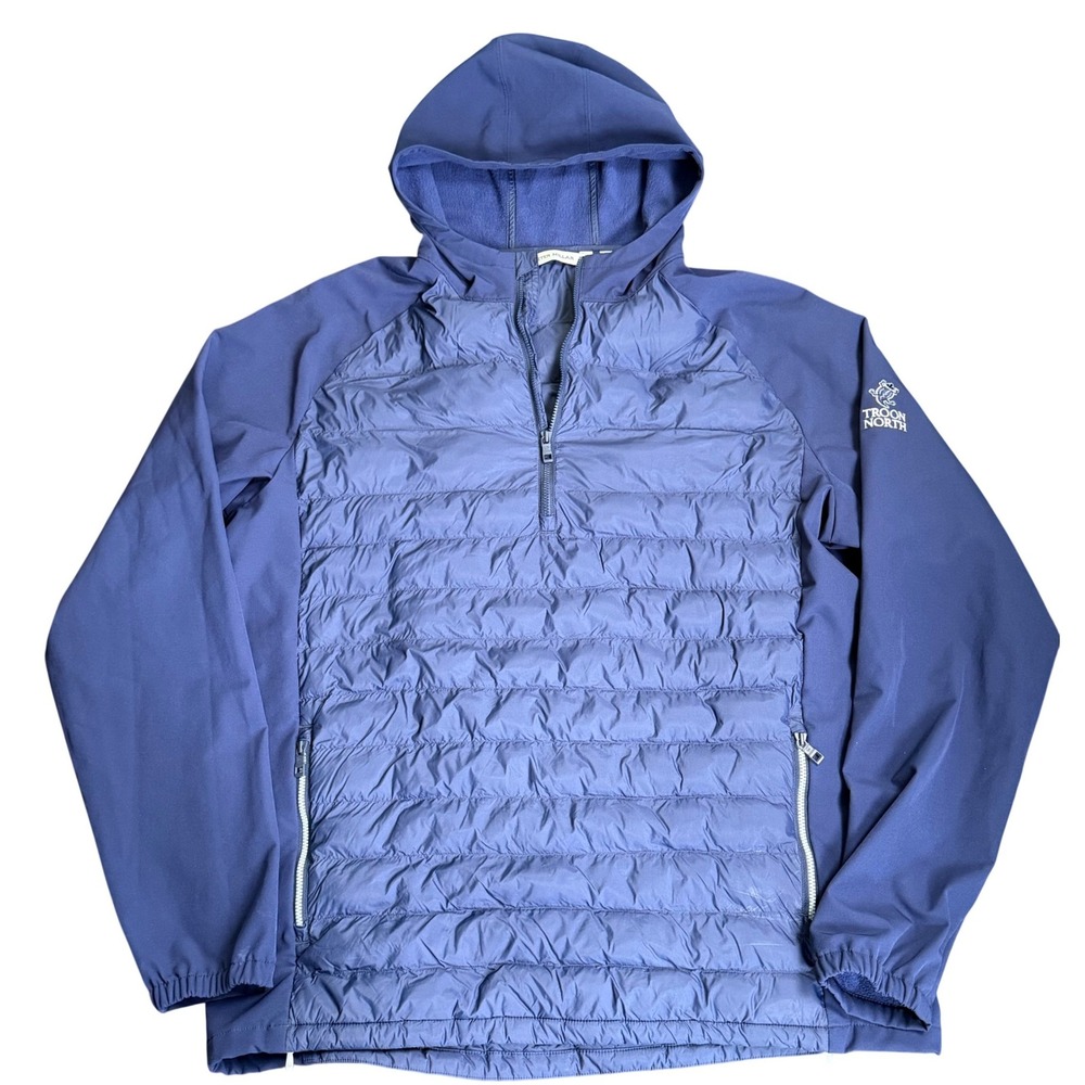 Peter Millar Crown Sport Troon North Quilted Quarter Zip Hooded Jacket Navy L